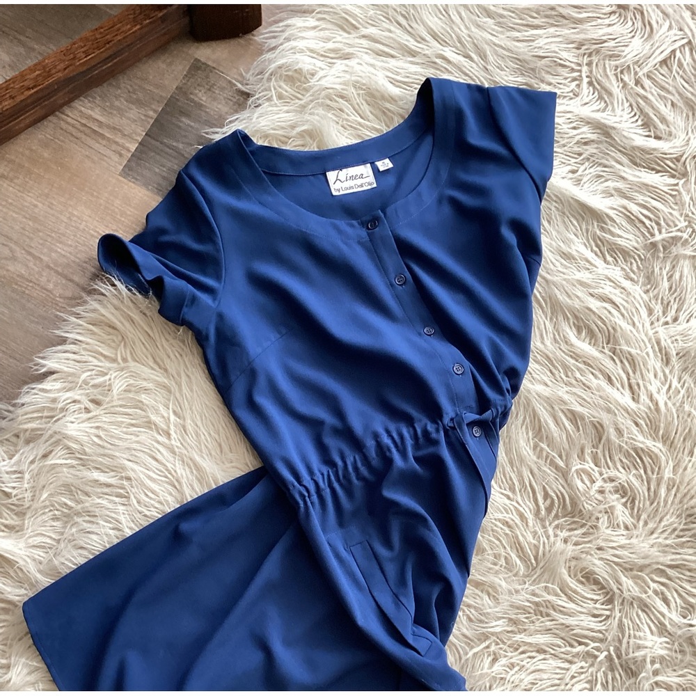 Linea by Louis Dell’ Olio shirtwaist dress cobalt blue Medium. Made in Italy.